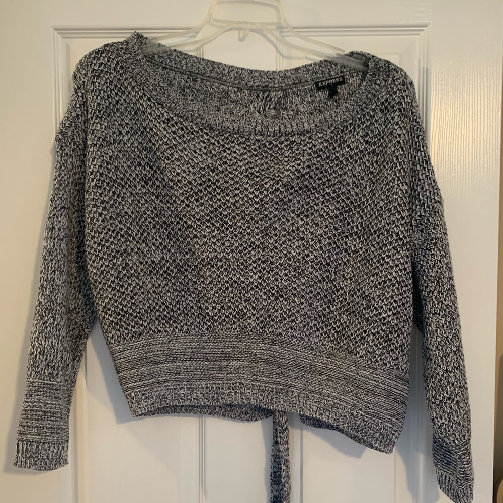 Lace Up Split Back Sweater - image 5